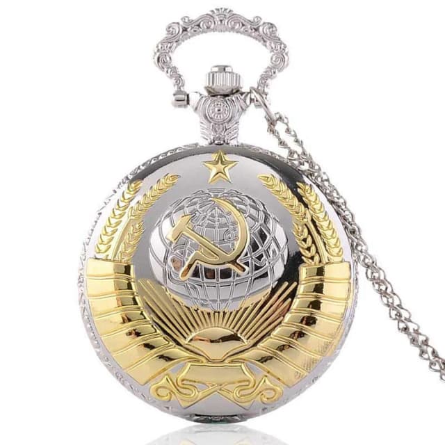 Emblema vintage emblemas soviéticos martelo foice relógio de bolso retro rússia exército comunismo colar relógio corrente para homens
