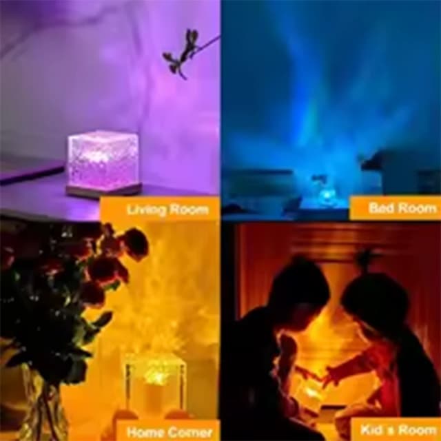 Luz Noturna HOMEFISH RGB com 16 Cores e Controle Remoto, Projetor de Ondas Oceânicas Aurora, Lâmpada de Mesa Recarregável para Decoração de Quarto