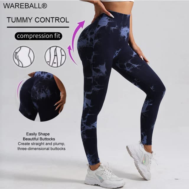 Wareball nova moda tie dye calças de yoga ginásio leggings mulheres sem costura cintura alta push up esporte collants fitness treino leggins
