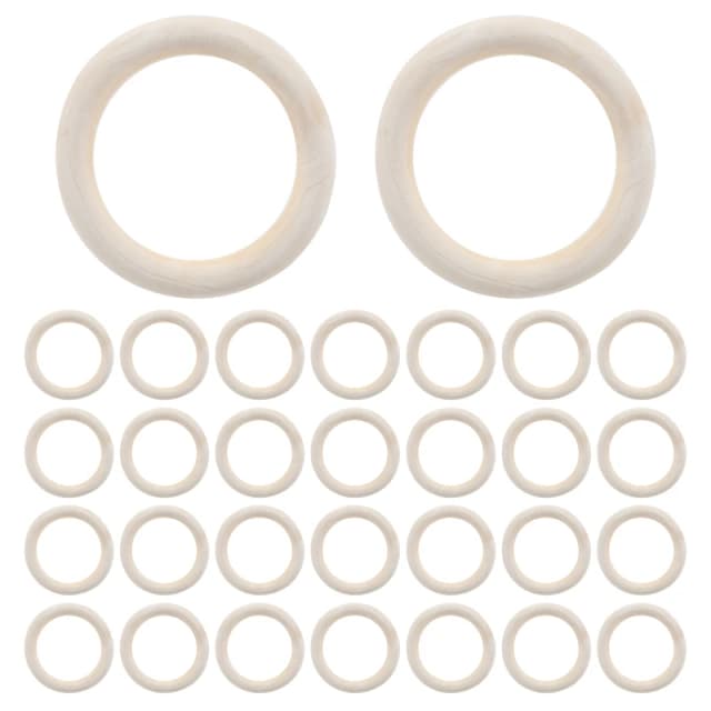 Círculos de madeira para artesanato DIY, anéis de madeira, macramé cabide, ornamentos e jóias fazendo, 70mm, 30pcs