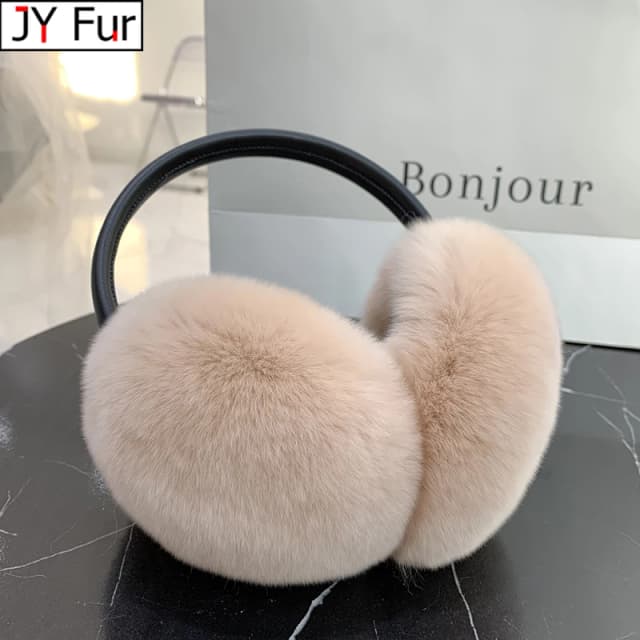 Natural 100% rex coelho pele earmuffs moda feminina quente rússia inverno real pele earmuffs crianças capa de orelha pele earlap menina