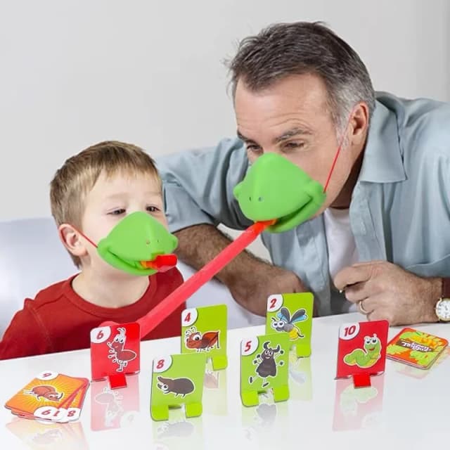 Máscara de Boca de Sapo, Camaleão e Lagarto, Brinquedo Infantil, Jogo de Tabuleiro, Jogo de Captura com Língua Ativada por Sopro, Jogo Interativo Educacional, Acessório