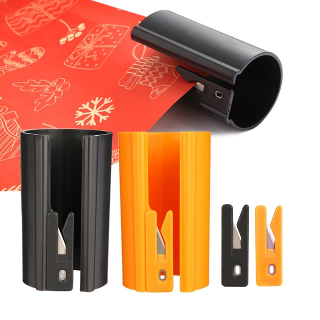 1PC HORN glijdende inpakpapiersnijder - Easy-Glide Gift Wrap Trimmer voor Kerstmis en verjaardagen, duurzaam ABS, oranje/zwart
