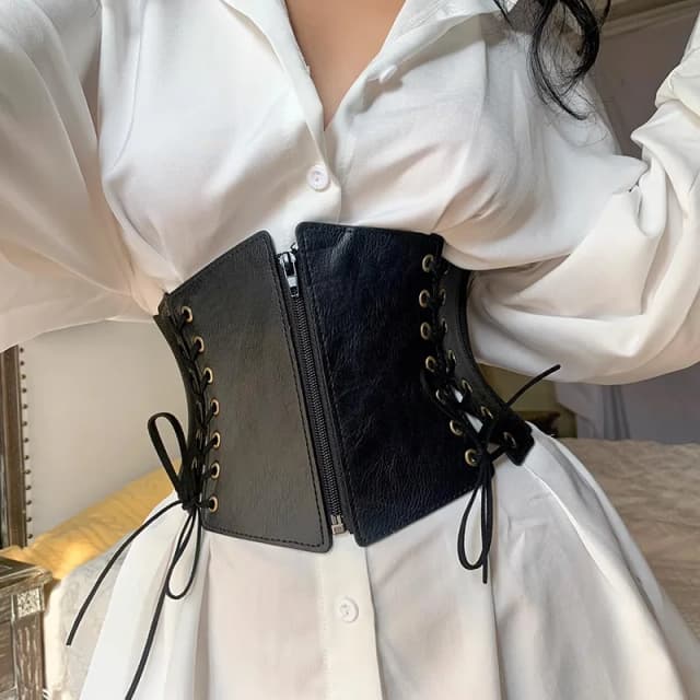 Cinto de espartilho frontal de renda para mulheres punk cinto largo feminino emagrecimento corpo elástico bustier cintura hip hop vestido gótico cinto