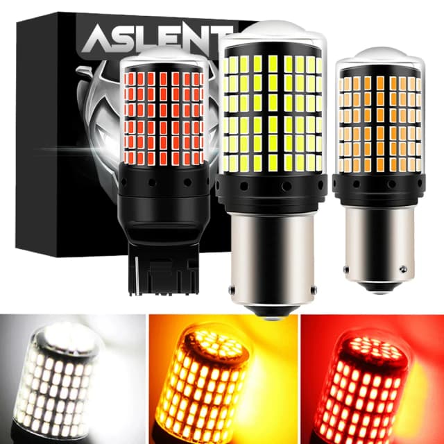 2 pçs 1156 ba15s p21w bau15s py21w t20 7440 w21w 3157 1157 p21/5w w21/5w lâmpadas led 144smd led canbus lâmpada para luz de sinal volta