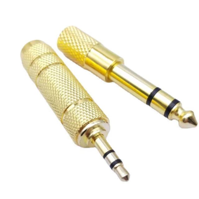 Conjunto de adaptador de áudio de 2 pacotes de 6,5 mm a 3,5 mm e 3,5 mm a 6,5 mm de 1/4 polegadas a 1/8 polegadas e 1/8 polegadas a 1/4 polegadas adequado para fone de ouvido