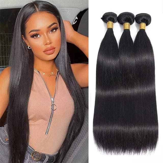 Osso pacotes retos 1/3/4 pçs natural preto feminino costurar em remy extensão do cabelo humano barato brasileiro em linha reta feixes de cabelo humano