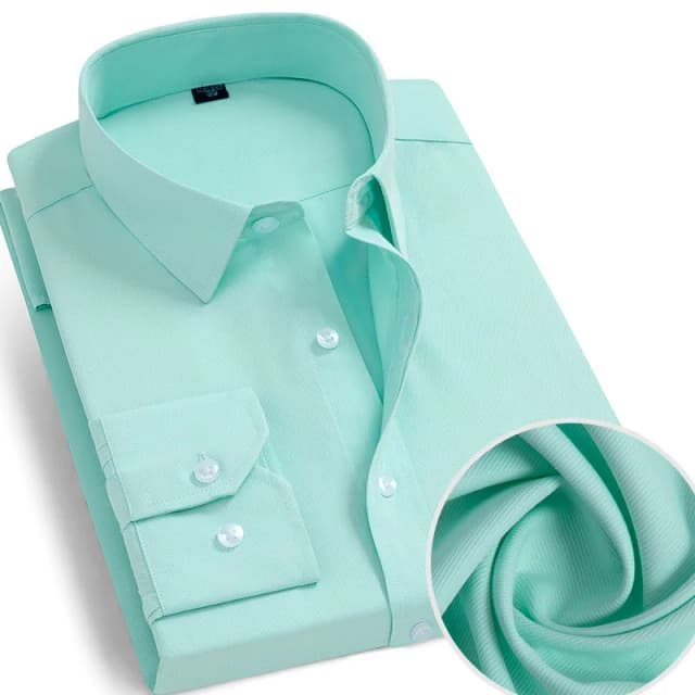 Novo vestido masculino camisa clássico xadrez listra sólida primavera outono manga longa trabalho casual negócios botão para baixo fino ajuste roupas masculinas