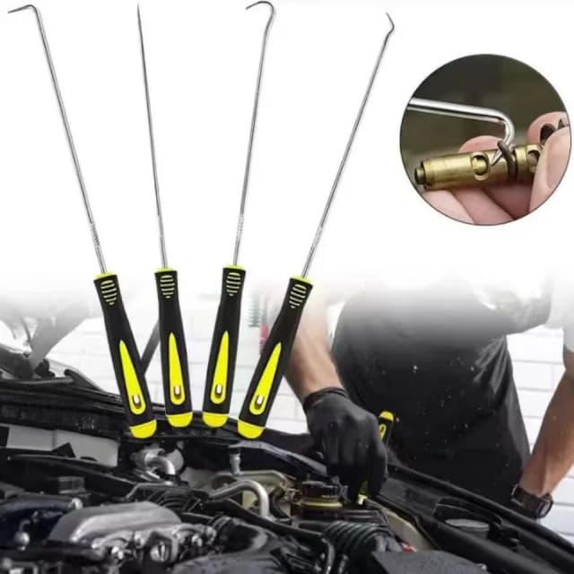 Conjunto de picareta e gancho para vedação de óleo de carro, 4 unidades, vedação de anel o, extrator de gancho, removedor de pedra de pneu, limpeza, ferramentas de manutenção automática