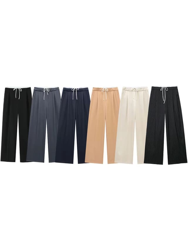Willshela moda feminina sólida rendas até zíper lateral calças retas vintage cintura alta elástica feminino chique senhora calças