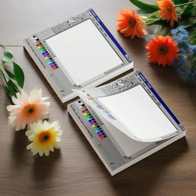 Notas adesivas retrô com padrão de computador, notebooks criativos de escritório, suprimentos de estudo, presentes perfeitos para retornar à escola