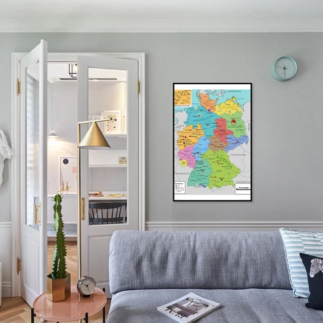 42*59cm o mapa da alemanha na parede alemã impressão decorativa da lona pintura arte cartaz sala de estar decoração casa material escolar