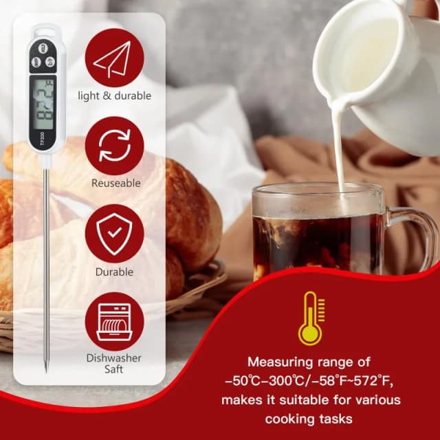 Termômetro de alimentos tipo sonda eletrônica cozinha termômetro digital para carne leite cozinhar alimentos churrasco tp300 ferramenta medidor temperatura