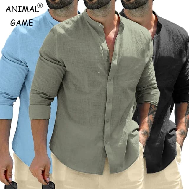 Outono masculino camisas de manga longa algodão negócios tshirts masculino respirável cor sólida streetwear botão camisas para homem camisa branca