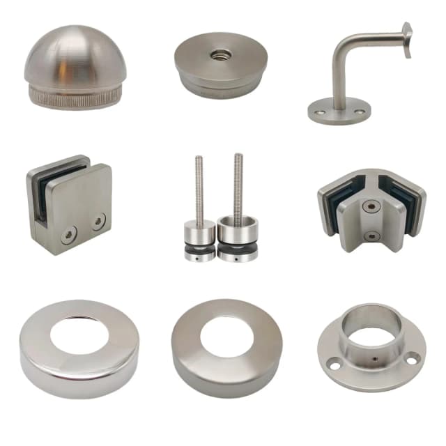 Highco-cast 304 aço inoxidável 42.4mm e 48.3m escada corrimão acessórios varanda corrimão de vidro
