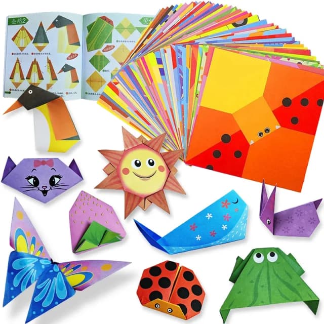 Kit de origami com 30/96 folhas de papel e livro guia, arte artesanal faça você mesmo para crianças iniciantes, desafios de vários níveis de dificuldade