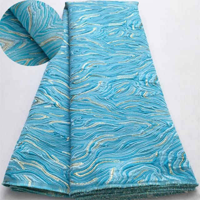 Tecido de renda brocado francês africano 2025 alta qualidade 5 jardas dourado tecido de renda jacquard nigeriano vestido elegante para mulheres a4063