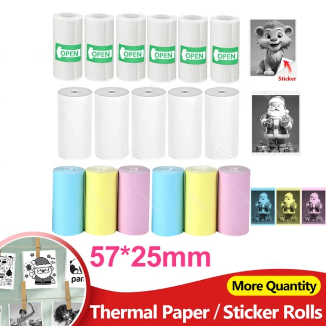 57*25mm etiqueta de papel térmico adesivo rolos de papel para mini impressora impressão instantânea crianças câmera impressão papel substituição