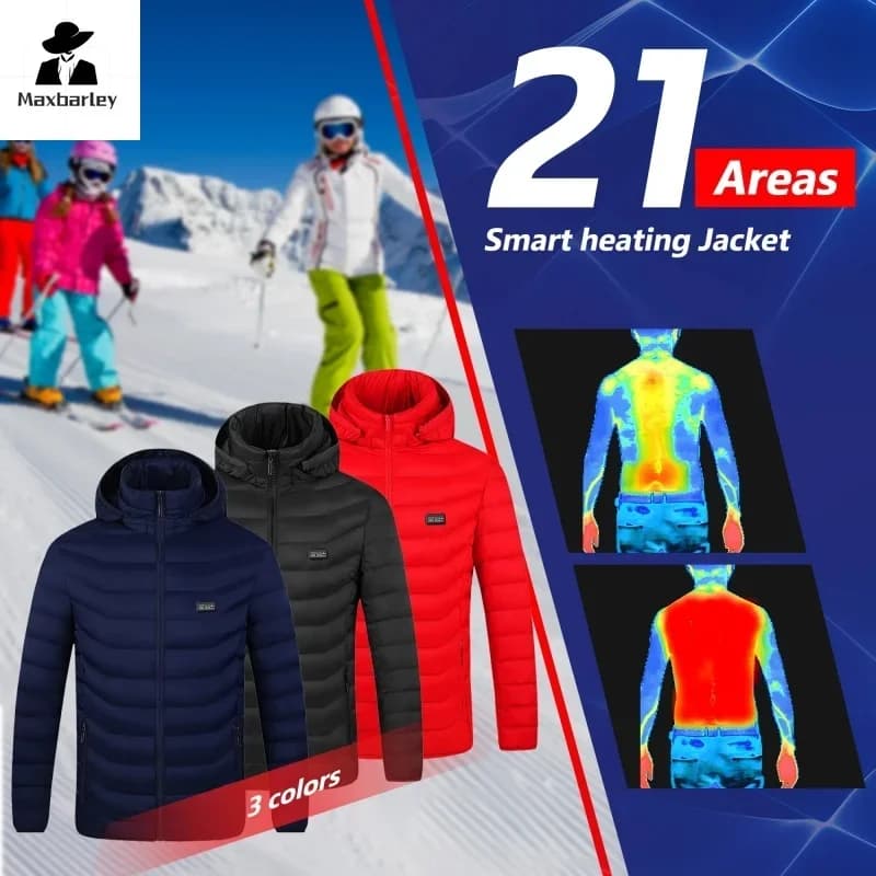 21 áreas jaqueta aquecida masculina usb jaquetas de aquecimento à prova dwaterproof água quente inverno puffer jaqueta parkas casaco aquecido colete roupas de neve