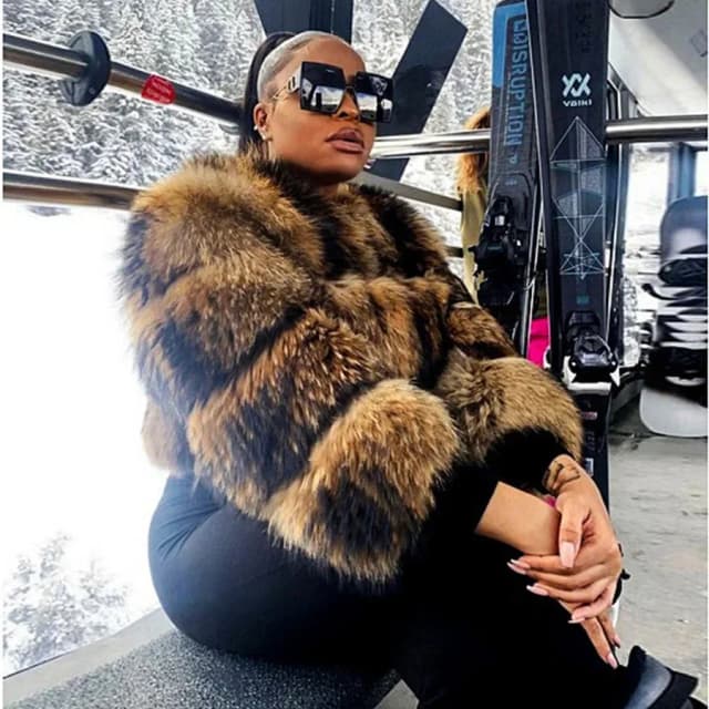 Maomaokong super quente inverno feminino luxo grosso real casaco de pele de guaxinim natural jaqueta de pele de raposa plus size jaquetas peludas colete feminino