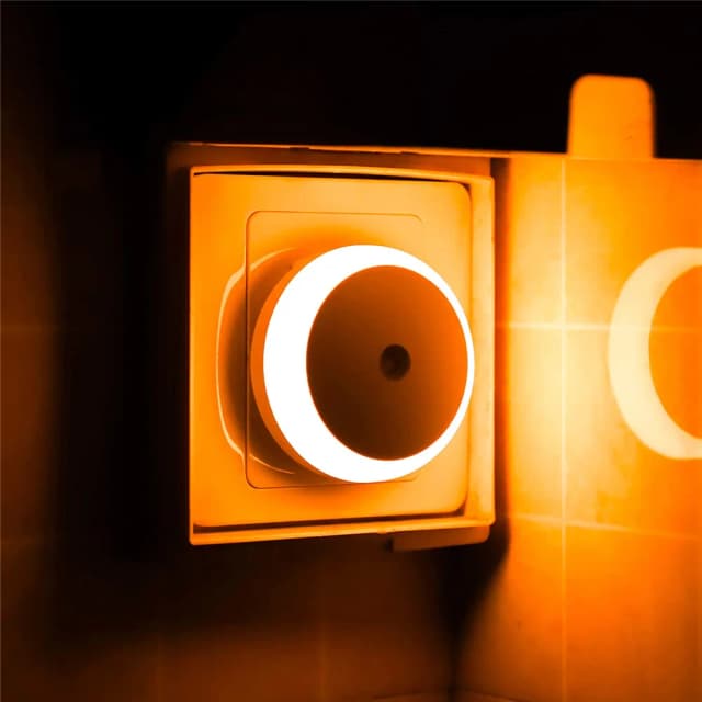 Led night light inteligente noite sensor redondo plug in parede noite lâmpada do banheiro casa cozinha corredor escada quarto nightlight