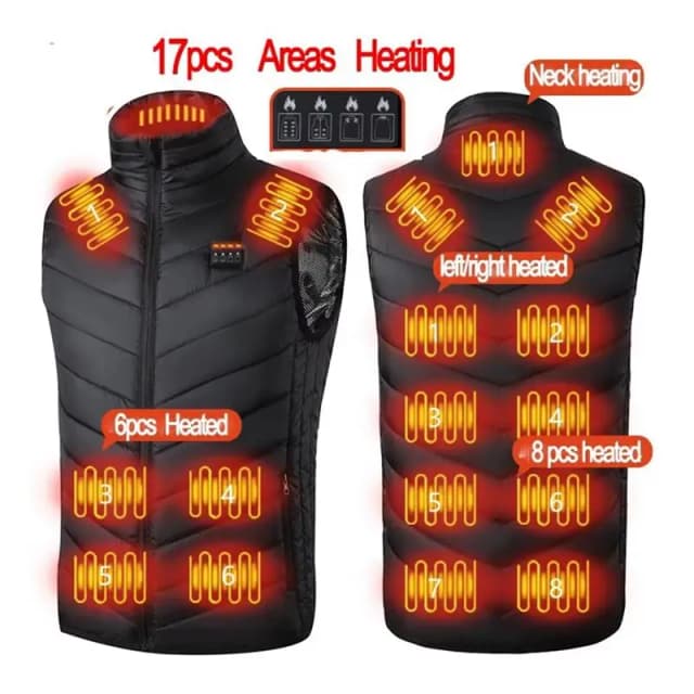 Homens usb infravermelho 17 áreas de aquecimento colete jaqueta masculina inverno elétrico aquecido colete para esportes caminhadas oversized 5xl