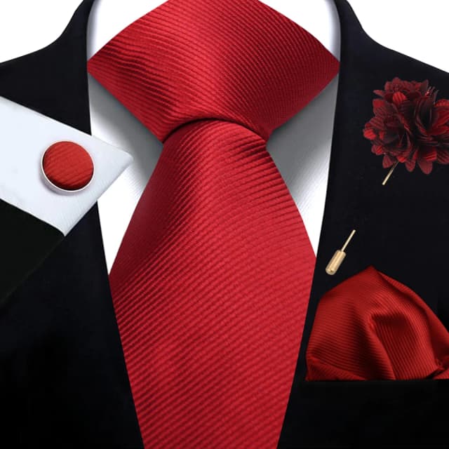 Marca de negócios cor sólida gravatas lenço abotoadura gravata clipe pino conjunto para homens formal gravata festa casamento masculino accessoreis presente
