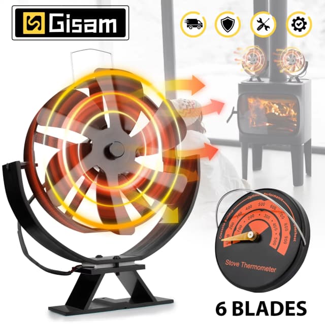 6 lâminas mini fogão ventilador de calor alimentado lareira log queimador de madeira eco-ventilador silencioso lareira ventilador casa distribuição de calor eficiente