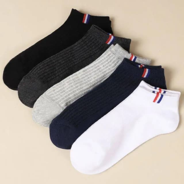 5 pares de meias finas de barco verão mistura cor lisa masculina casual respirável absorção de suor calibração