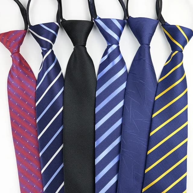2023 novo 8cm de largura pré-amarrado zíper pescoço gravata listrado bolinhas gravatas para homens corbatas gravata ternos finos jacquard cravat gravata