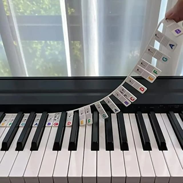 Miwayer adesivos de teclado de piano para 88/61 teclas, etiquetas removíveis de notas de teclado de piano para aprender guia de notas de piano para iniciantes