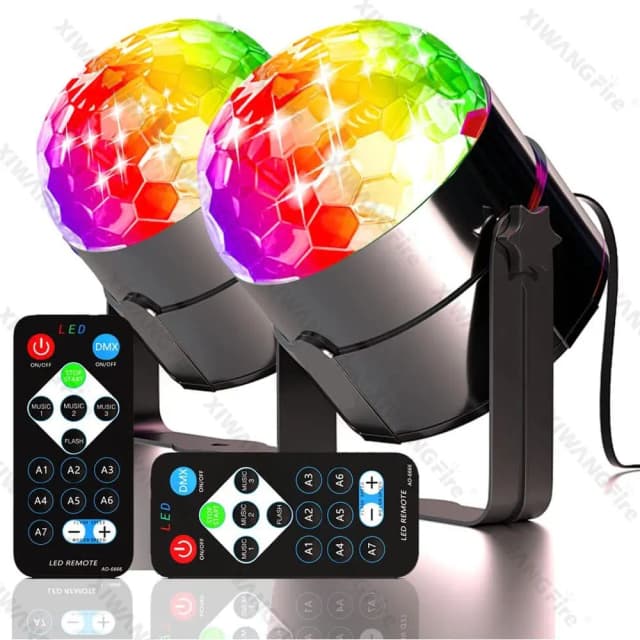 Rgb led palco luz de discoteca rotativa dj bola estroboscópica controle de som carro de dança mágica presente de natal festa clube laser mostrar lâmpada festa