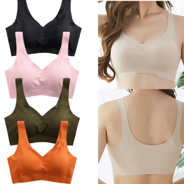 Sutiã de seda de gelo sem costura para mulheres Peito removível Bralette de elevação Roupa interior sem anel de aço Push Up respirável Yoga Vest sutiãs