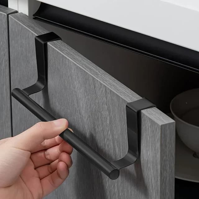Haste de toalha de aço fio de metal sobre armário toalheiro organizador de armazenamento porta do banheiro pendurado toalheiro punch-livre pano cabide