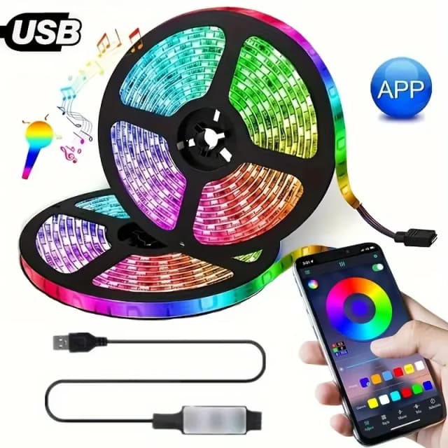 Rgb 5050 led luz de tira usb 5v bluetooth controle cor mudando luzes fita led lâmpada flexível para decoração festa em casa