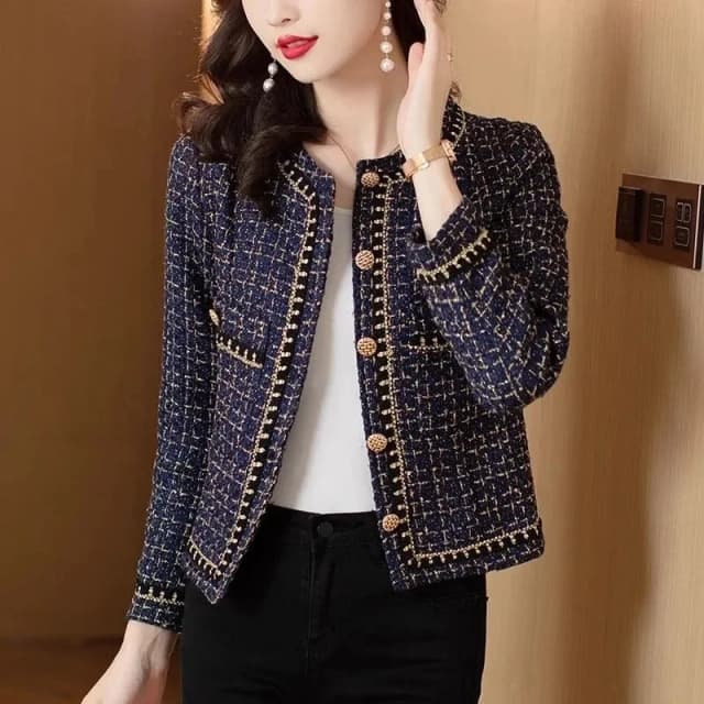 Feminino, moda manga comprida pequena jaqueta estilo perfumado 2024 outono inverno feminino novo nicho renda topo, emagrecimento jaqueta curta