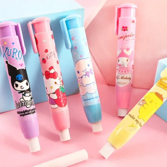 Criativo sanrio olá kitty imprensa borracha anime kuromi melodia cinnamoroll dos desenhos animados kawaii papelaria presente material escolar de escritório