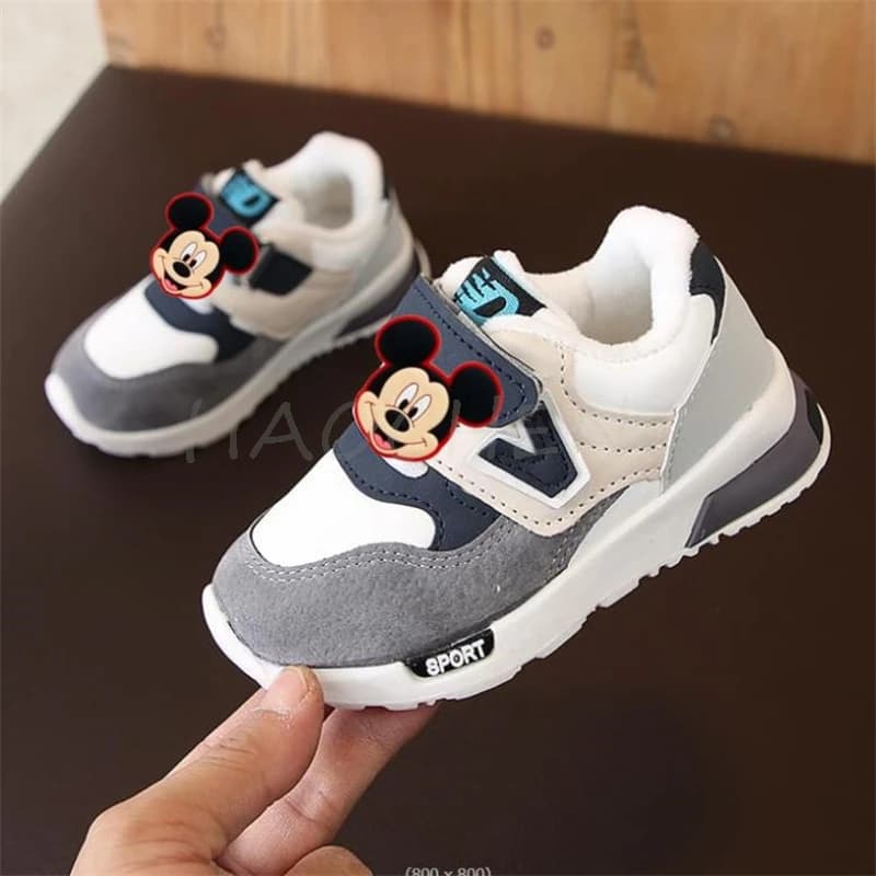 Meninas meninos mickey sapatos esportivos botas de neve das crianças inverno minnie macio antiderrapante algodão-acolchoado sapatos crianças tênis de pele quente