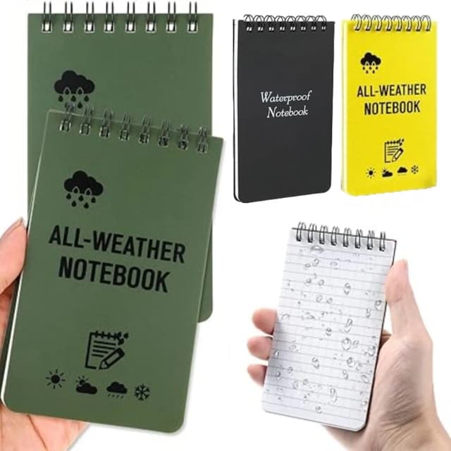 Notebook de bolso tático com páginas alinhadas, Notebook impermeável, Mini Memo Pad, Notepads espiral, todo o tempo
