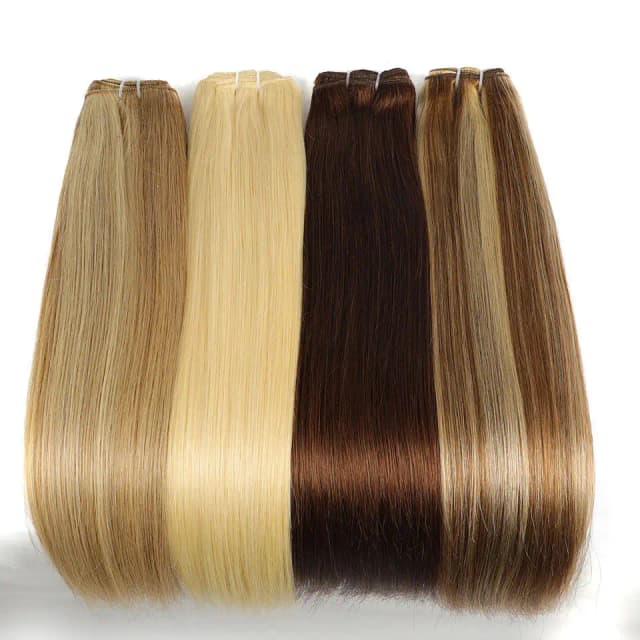 Beleza real platina loira brasileira tecer cabelo reto pacotes 14 "-28" relação de altura remy extensões de cabelo marrom # 4 Loiros P6/613 #