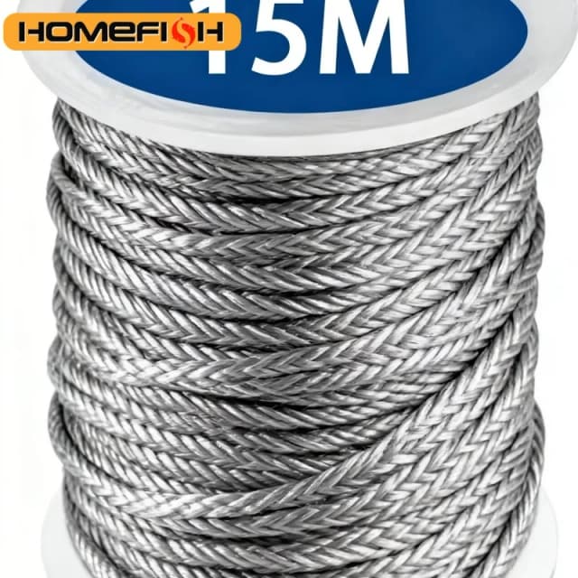 Kits de corda de cabo de aço inoxidável de 15m, cabo de fio de jardim resistente, trilhos de varanda, cerca de fazenda, rolo de barraca 304 revestido de pvc