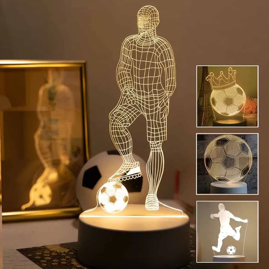 Led 3d tema de futebol candeeiro mesa usb plug quarto cabeceira criativo livro lâmpada entusiastas dos esportes presente decorativo luz da noite