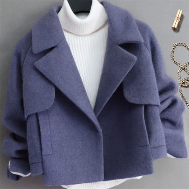 Blazer fino versão coreana feminina, casaco fino curto para menina, jaqueta de lã versátil, rosa, outono, inverno, novo, 2022