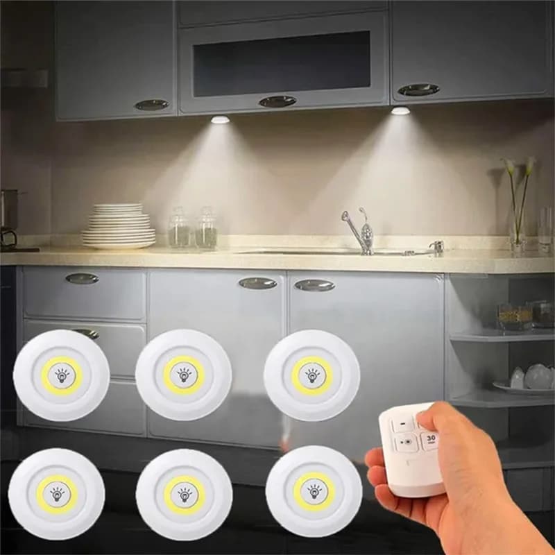 Regulável led sob a luz do armário com controle remoto a pilhas led armários luzes guarda-roupa iluminação do banheiro luz da noite