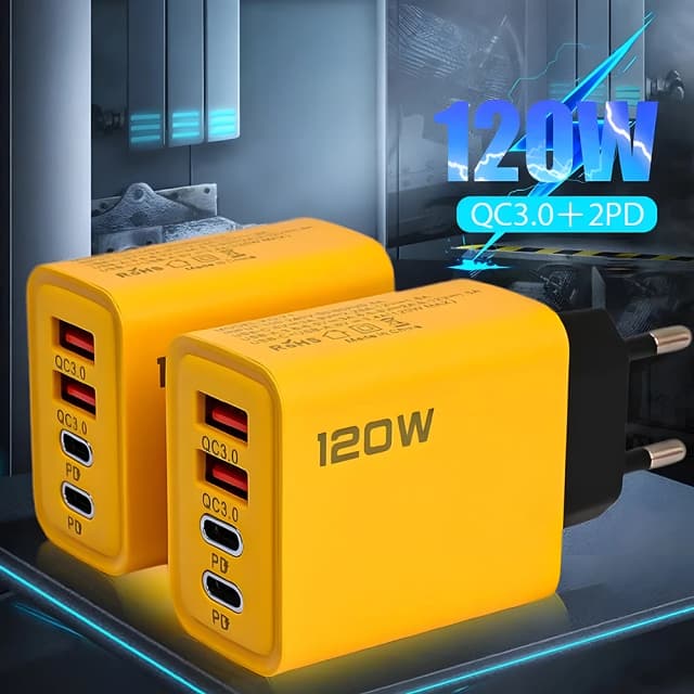 USB C PD carregador do telefone, carga rápida 3.0, tipo C, adaptador de carregamento rápido para iPhone 15, 14, Samsung, Xiaomi, Huawei, 4 portas