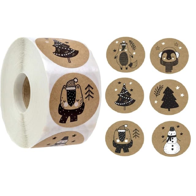 100-500 peças 6 designs 1 Polegada etiquetas de vedação com tema de natal adesivos para presente diy pacote de cozimento envelope decoração de papelaria