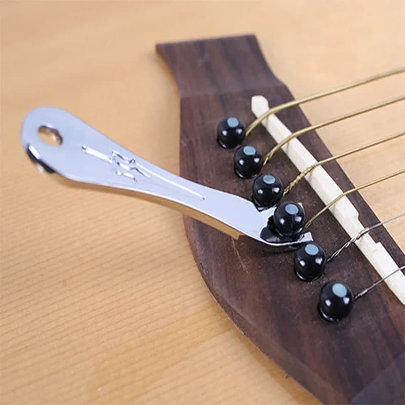 1pc metal guitarra corda extrator de madeira folk pry up corda cônico unhas guitarra corda mudando ferramenta guitarra peças reposição
