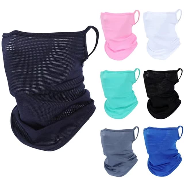 Verão gelo seda máscara facial completa balaclava respirável sol e proteção uv motocicleta cachecol pescoço gaiter bicicleta proteção solar