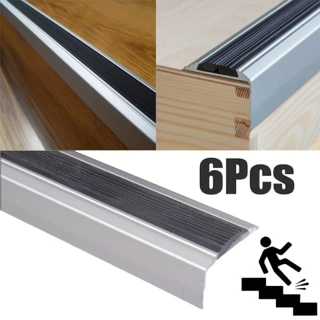 6 pçs piso de escada de alumínio 90cm em forma de l protetores de borda antiderrapante decoração de segurança para escadas de escritório em casa evitar queda deslizante