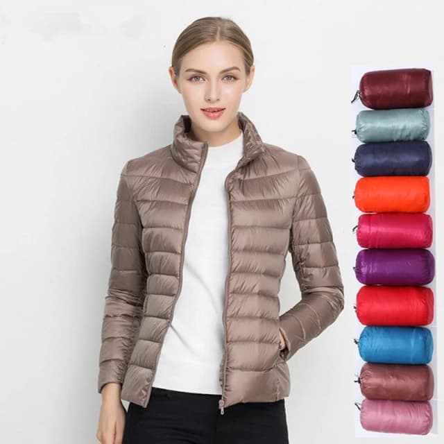 Casaco de sopro ultraleve e leve feminino, jaqueta quente, parkas coreano slim fit, curto, moda feminina, 15 cores, 5XL, primavera